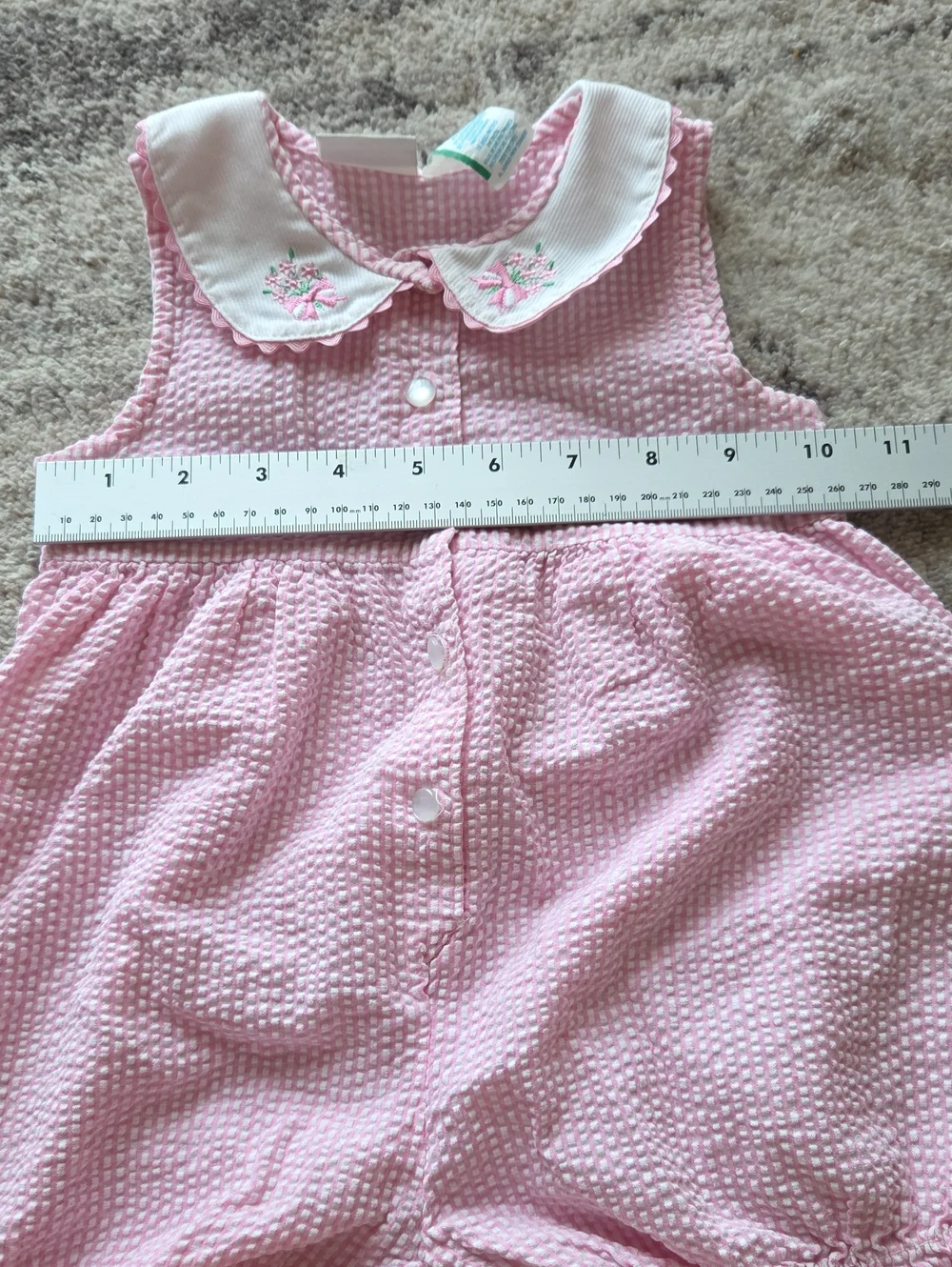 Vintage Carter's Pink Seersucker Bubble Romper Size 18 Mos